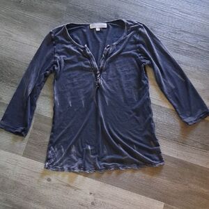 Vintage 90s Y2K Soft Knit Henley Top Shirt M